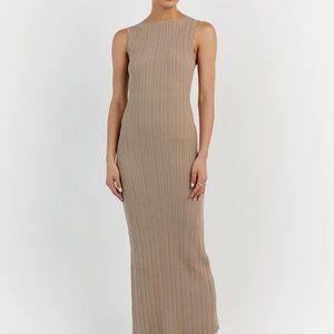 DISSH SIENNA TAUPE KNIT MIDI DRESS